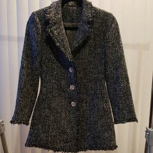 Black Textured Blazer with Classic Silhouette